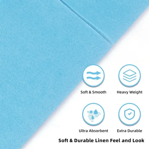 Miniatura 3 de KAMMAK Servilletas Azul Claro Desechables con Bolsillo Paquete de 100 Servilletas de Papel Tipo Tela para Cena Toallas de Mano Plegadas