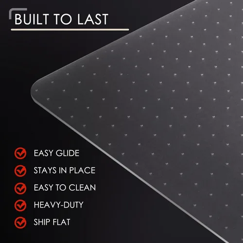 Miniatura 5 de Alfombrilla para Silla de Oficina Kuyal para Alfombra, 32x55 Transparente y Resistente para Silla de Computadora, Protector Bajo Escritorio