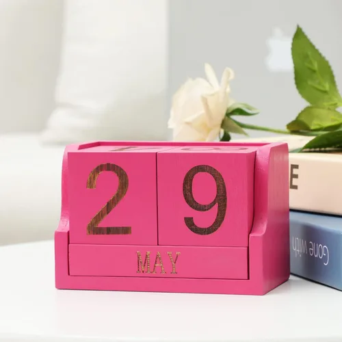 Calendario de bloques, bloques perpetuos de madera, decoración de escritorio pequeña para oficina, escritorio, vintage, mes, fecha, números, cubos,