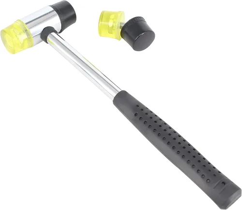 Martillo de mazo de goma pequeño – 1.18 pulgadas (1.181 in), cabeza de goma y plástico de doble cara ligera | Agarre ergonómico antideslizante |