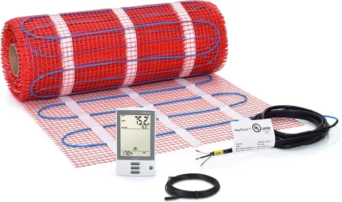 Miniatura 9 de Kit de alfombrillas calefactoras de suelo de 7.5 pies cuadrados de 120 V, sistema eléctrico de calefacción de suelo radiante, termostato