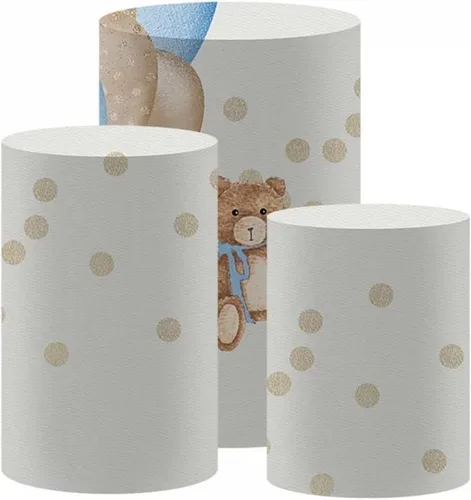 Miniatura 2 de We Can Bearly Wait to Meet You Baby Shower - Telón de fondo redondo para tema de oso de peluche, niño, azul, marrón, baby shower, fiesta, fondo