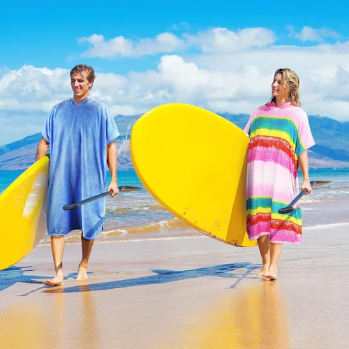Miniatura 8 de Catalonia Poncho absorbente de surf para hombres y mujeres, poncho de cambio de toalla de secado rápido, poncho de toalla con capucha para adultos