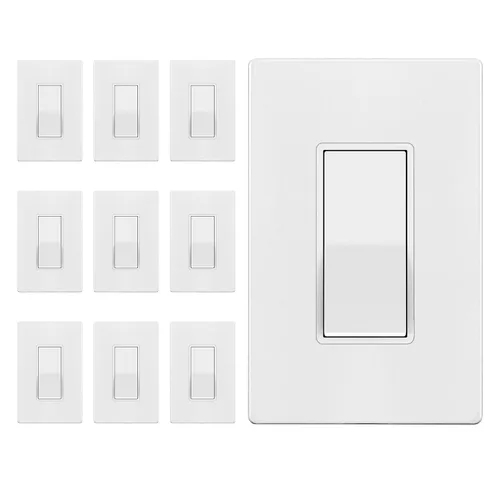 Miniatura 38 de ENERLITES Decorator Paddle Rocker Interruptor de luz, acabado brillante, un solo polo, 3 cables, tornillo de tierra, grado residencial, 15 A, 120