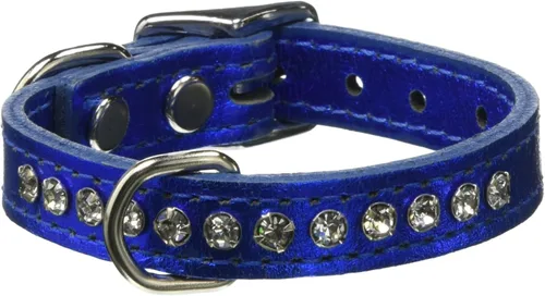 Miniatura 91 de Collar de perro de cuero y cristales de OmniPet Signature, cuero de grano de violeta africana de avestruz, se ajusta a un tamaño de cuello de 6"-8