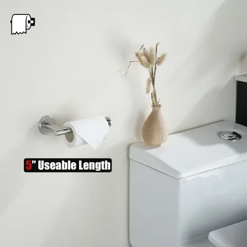 Miniatura 4 de JQK TPH120-BN - Soporte de papel higiénico, 5 pulgadas, acero inoxidable 304 de grosor de 0.031 in, dispensador de papel de seda para baño, soporte