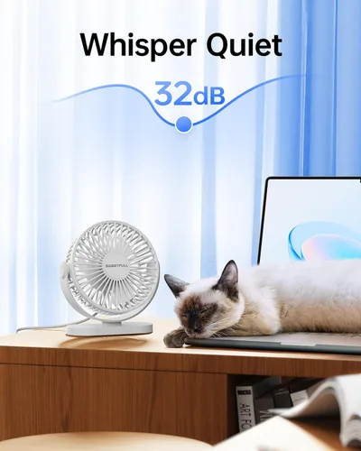 Miniatura 3 de SWEETFULL Ventilador de escritorio con USB pequeño silencioso - Ventilador personal portátil de 3 velocidades Mini 360° de rotación ajustable