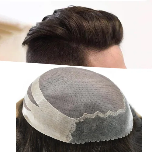 Miniatura 12 de LYRICAL HAIR Sistema de cabello humano Toupee de repuesto para hombre, monofilamento para hombre, postizo de polietileno PU, unidad de cabello