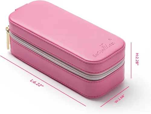 Miniatura 2 de SANQIANWAN Pequeña caja organizadora de viaje de joyería con estuche portátil de cuero sintético para collares, anillos, aretes, regalos para novia