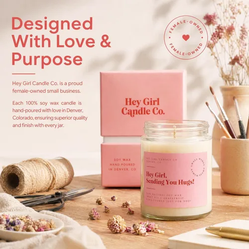 Miniatura 7 de Hug in a Jar - Vela perfumada para mujer, higo de aromaterapia y pomelo, cera de soja de larga duración, regalo para cumpleaños, condolencias
