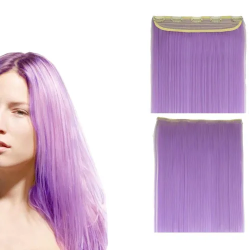 Miniatura 12 de Extensiones de cabello sintético con clip, de 24 pulgadas, 4.23 oz, extensiones de cabello natural lacio, color rosa y rojo, 5 extensiones de #118C
