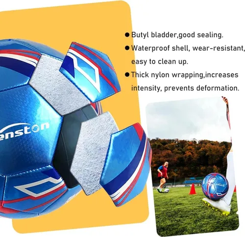 Miniatura 3 de Senston Balón de fútbol talla 3 y talla 4 y talla 5 para niños y adultos, balón de fútbol oficial para partidos y entrenamiento con bomba Azul