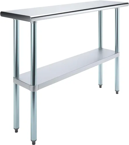Miniatura 42 de AmGood Mesa de trabajo de acero inoxidable con ruedas de 24 pulgadas x 12 pulgadas Mesa de preparación de alimentos de cocina de metal NSF
