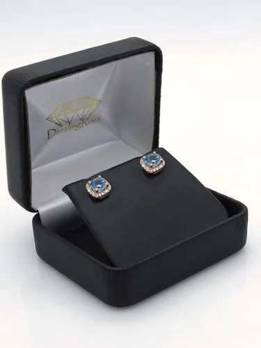 Miniatura 3 de Dazzlingrock Collection Aretes de tuerca redondos de 0.197 in con halo de diamante blanco para mujer, en oro rosa de 10 quilates