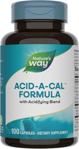 Nature's Way Acid-A-Cal, con mezcla acidificante única, con betaína HCI, escaramujos, bioflavonoides, sin gluten, 100 cápsulas (el embalaje puede