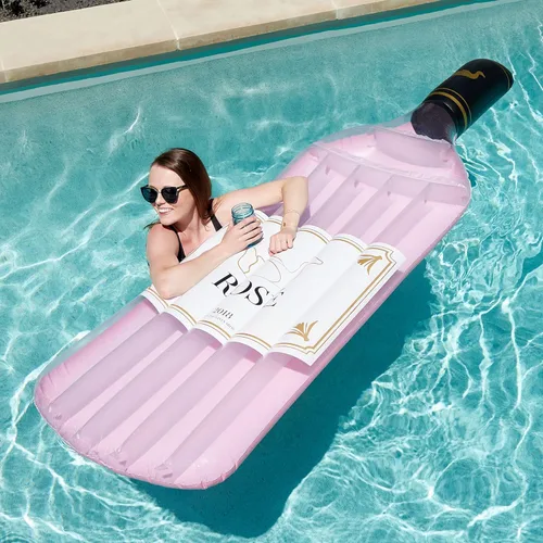 Miniatura 2 de SWIMLINE Flotador Inflable para Piscina Tumbona Balsa Colchón, Colchoneta Divertida, Edición Clásica Rosé, Rosa Botella de rosa