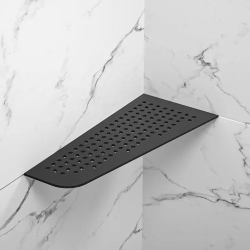Miniatura 4 de Estante esquinero de ducha de 12 pulgadas, color negro mate 304, estante esquinero cuadrilátero de acero inoxidable empotrado resistente para baño