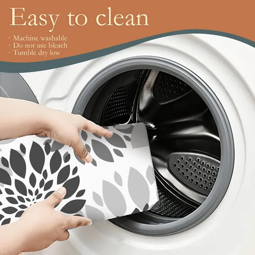 Miniatura 5 de Tapete de secado de platos de dalia blanca y negra para decoración de encimera de cocina, almohadilla geométrica para secado de platos, microfibra