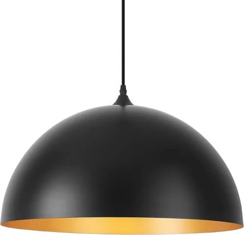 Luces colgantes negras de 15.7 pulgadas para isla de cocina, lámpara colgante industrial grande dorada para interiores, para comedor, dormitorio
