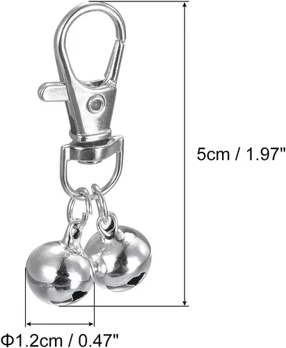 Miniatura 2 de uxcell 12 campanas para mascotas, 0.5 in de diámetro, aleación de zinc, llavero para manualidades, decoración de festivales de Navidad, fiesta