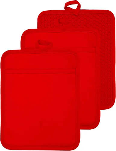 Miniatura 12 de Soporte para olla de horno con bolsillo, de algodón, resistente al calor, para cocina, almohadilla caliente, guantes de horno para cocinar y Gris