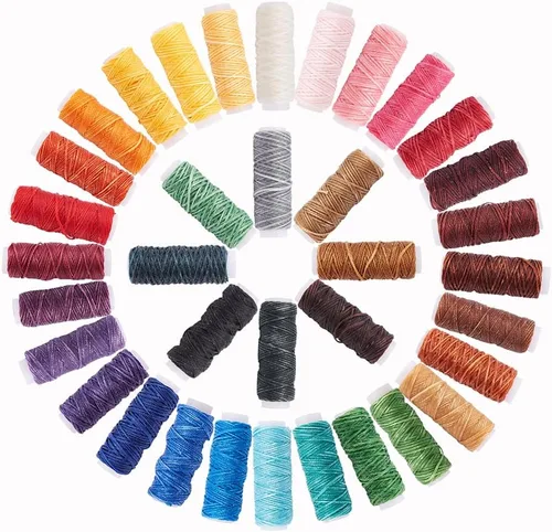 PH PandaHall 472 yardas, 36 colores, hilo encerado para coser, cuerdas de cera de 0.024 in, hilo de poliéster de costura, cuerdas de cera de joyería
