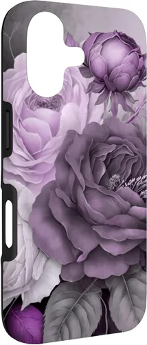 Miniatura 3 de Purple Watercolor Rose Flower Bouquet on Gray Case for iPhone 17