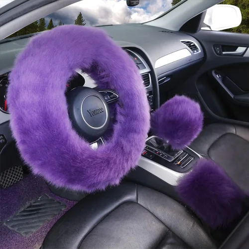 Miniatura 9 de Yontree - Juego de 3 fundas de volante modernas y acolchadas, para mujeres, jóvenes, señoras u hombres, de lana pura Australia, universales, 15 Negro