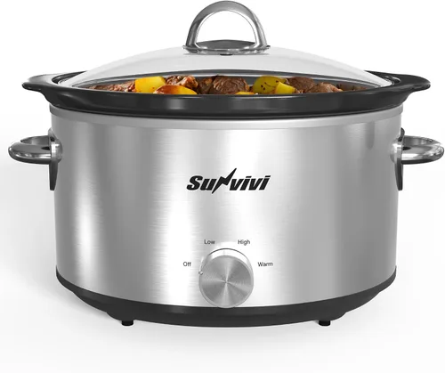 Miniatura 14 de Sunvivi Olla de cocción lenta de 3 cuartos de galón y mini calentador de alimentos con 3 ajustes de calefacción, olla de cerámica extraíble, tapa
