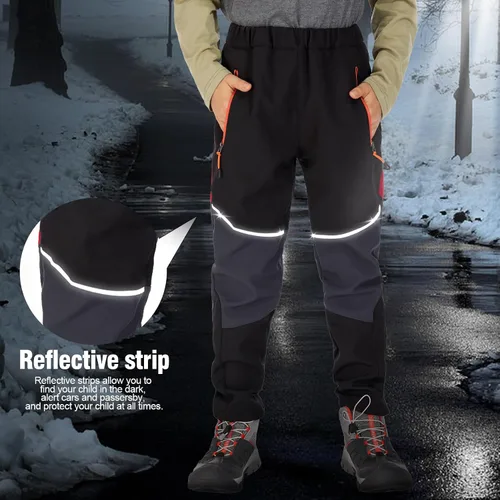 Miniatura 4 de Toomett Pantalones cargo de nieve para niños, niñas y niños al aire libre con forro polar suave Shell senderismo pesca esquí pantalones aislados