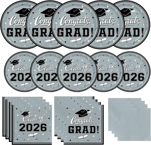 Miniatura 9 de Platos y servilletas de fiesta de graduación Gatherfun 2022 suministros para fiesta de graduación, platos de papel desechables granate, servilletas