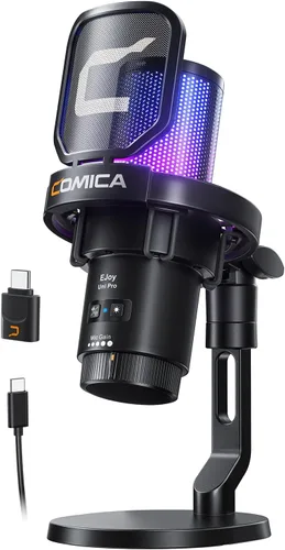 Miniatura 10 de COMICA Ejoy Uni(D) Micrófono USB para juegos con cancelación de ruido, luces RGB, monitoreo, silenciamiento, micrófono de transmisión