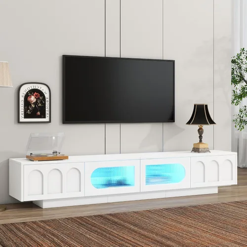 Miniatura 17 de Merax Minimalist 103" Entertainment Wall Unit Set with Overhead Bridge for TVs Up to 75", Modern Large Media Console with Adjustable Shelves, Ample