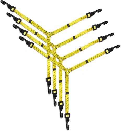 Paquete de 4 cordones elásticos planos ajustables de 3 vías con ganchos, fácil de ajustar la longitud de los 3 lados, Lucky Straps 30 pulgadas