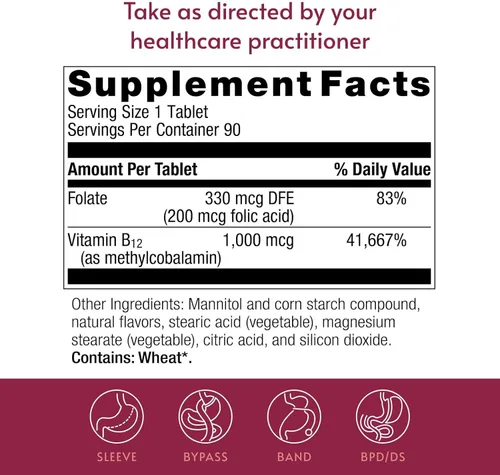 Miniatura 4 de Bariatric Advantage B-12 Speedy Melts, suplemento de vitamina B12 de 1000 mcg, fusión rápida con 200 mcg de ácido fólico para apoyo nutricional