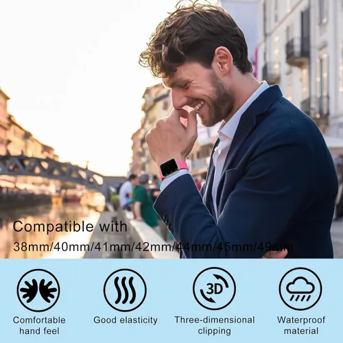 Miniatura 6 de Banda deportiva compatible con Apple Watch de 38, 40, 41, 42, 44, 45, 46 y 49 mm, unisex, correa de repuesto de silicona suave para iWatch, Series