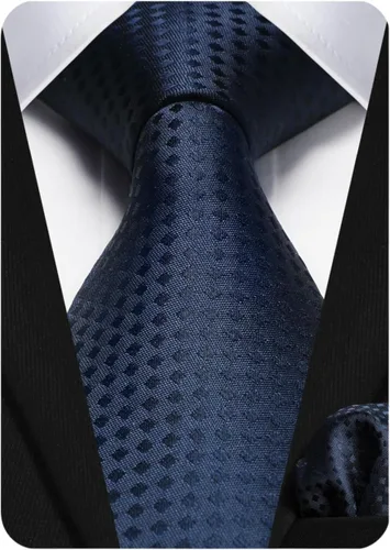 Miniatura 96 de HISDERN Conjunto de corbata a cuadros a cuadros pañuelo tejido clásico formal para hombre corbata y bolsillo cuadrado