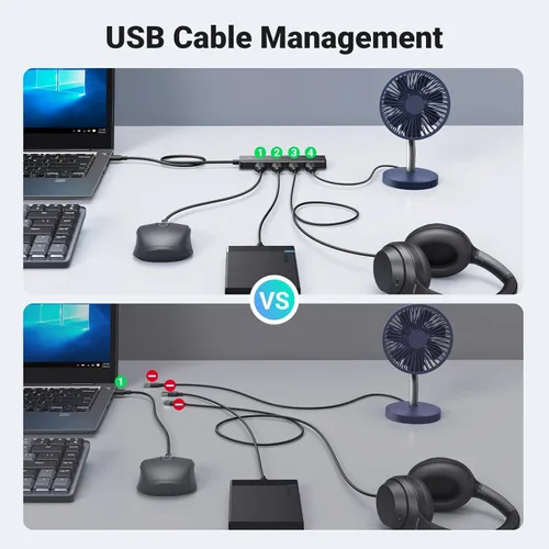 Miniatura 7 de UGREEN Hub USB 3.0, Expandidor Ultradelgado de 4 Puertos USB A para Teclado, Ratón, Unidad Flash, Disco U, Impresora Compatible con Laptop, PC