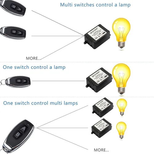 Miniatura 7 de QIACHIP DC 12V 1CH 433MHz control remoto inalámbrico de relé RF interruptor momentáneo de luz transmisor con receptor (1 relé)