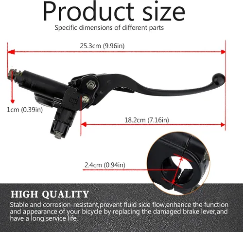 Miniatura 4 de LOCOPOW 7/8” Mando de Freno Hidráulico Maestro de Mano Izquierda para ATV Quad Mini Bicicleta de Mini Dirt 50cc-250cc 110cc 125cc Tao Tao Coolster