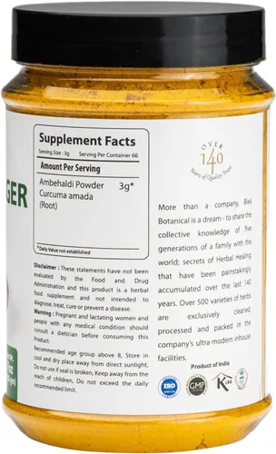Miniatura 2 de bixa BOTANICAL Polvo de raíz de jengibre y mango Curcuma Amada Ambehaldi - Suplemento de hierbas ayurvédicas 7 onzas Sin gluten, sin OMG