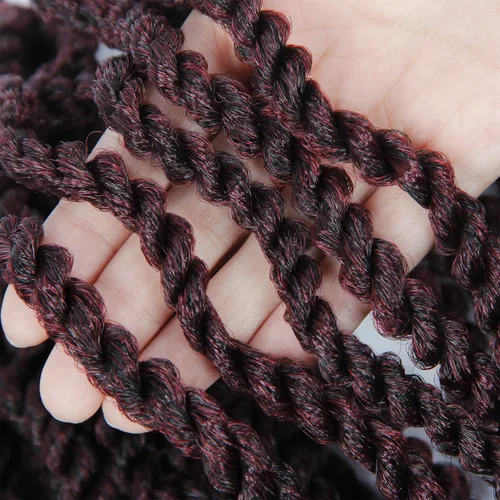 Miniatura 4 de (paquete de 6 unidades) 18 pulgadas Trenzas senegalesas de pelo ondulado sintético Extensión de pelo Kanekalon rizado, 18, #1B/insecto