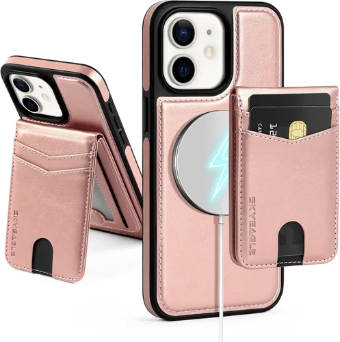 Miniatura 75 de SkyEagle Magsafe - Funda magnética 2 en 1 desmontable para iPhone 11 Pro Max con tarjetero, para mujeres y hombres, piel sintética con bloqueo RFID