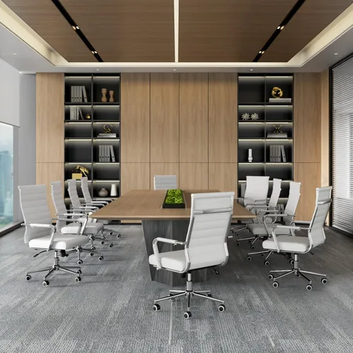 Miniatura 2 de Silla de escritorio de oficina blanca Okeysen, sillas de cuero ergonómicas modernas para sala de conferencias, silla giratoria ejecutiva de altura