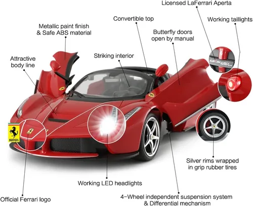 Miniatura 5 de Coche de juguete Ferrari con control remoto RASTAR 1:14 Ferrari LaFerrari Aperta RC Drift Car