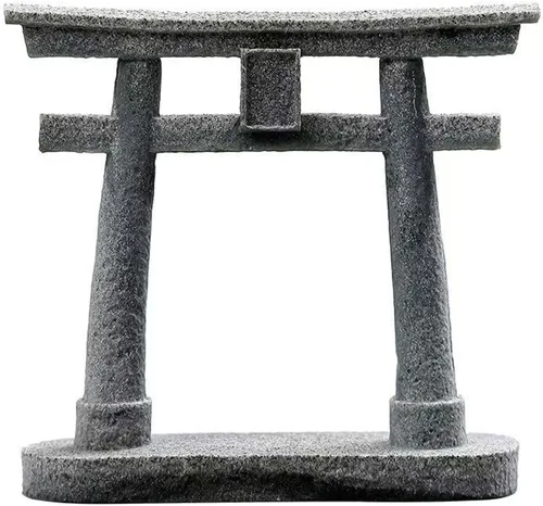 livelyfish Estatua japonesa de la puerta sintoísta Torii, decoración asiática, figuras de pagoda de piedra arenisca para decoración de acuarios, L