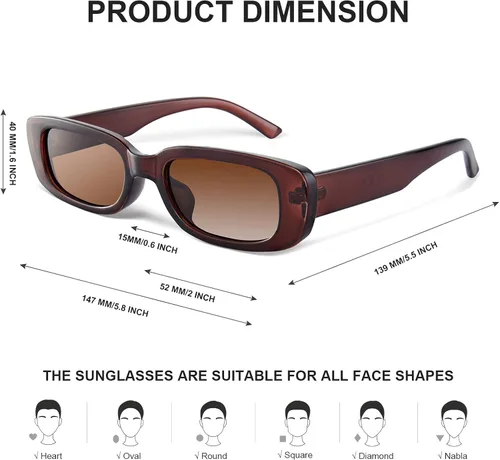Miniatura 4 de JASPIN Lentes de sol rectangulares para mujeres y hombres, modernos Y2K retro de los años 90, protección UV400, marco cuadrado fresco
