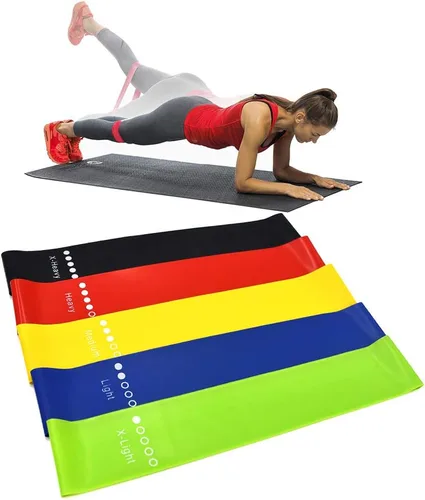 Miniatura 10 de Bandas de resistencia para fitness, juego de 3/5 bandas de ejercicio para mujeres, hombres, piernas, glúteos, brazos, hombros, entrenamiento