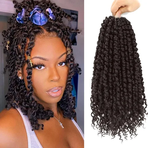Miniatura 35 de 9 paquetes de cabello pretrenzado Passion Twist de 10 pulgadas, cabello de ganchillo Passion Twist con ombre marrón, trenzas de ganchillo bohemio