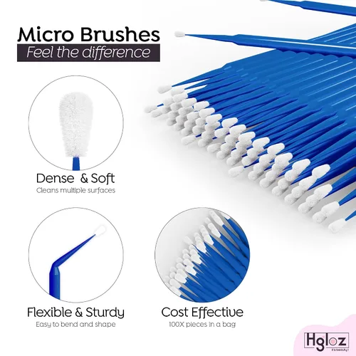 Miniatura 3 de Microswabs - Paquete de 500 extensiones de pestañas, color azul, microaplicador suave de 0.079 pulgadas con varitas de microfibra, adecuado